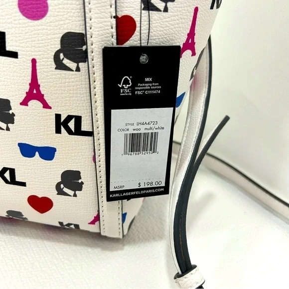 Karl Lagerfeld Paris Iris Tote Handbag, crossbody strap White multi - Picture 10 of 14